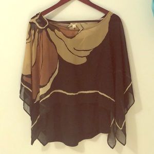 Sheer Poncho shirt with attached black tank- med